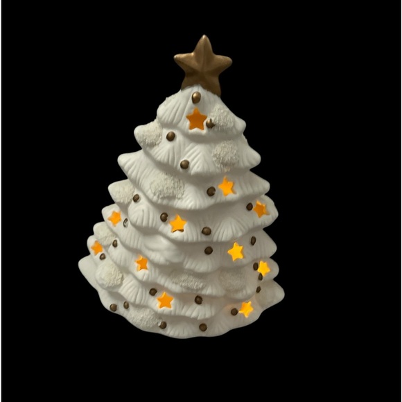 Other - Vintage Ceramic Christmas Tree with Gold Tone Ornaments that Lights Up.